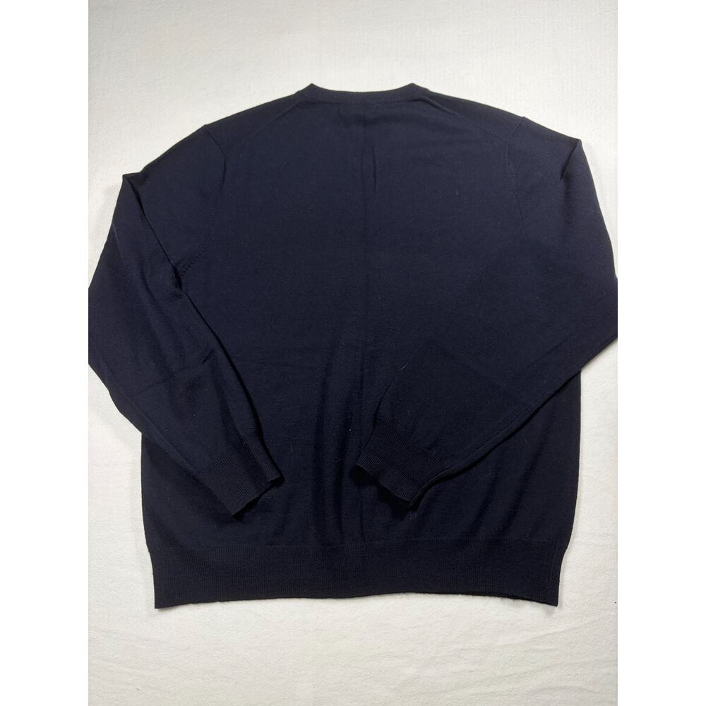Garret Scott XL 100% Merino Wool V Neck Sweater Navy Blue Extra Fine Mens - Picture 5 of 6